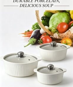 Happy Rain 3-Piece Porcelain Soup Pot Set