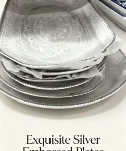 Silver Lace Embossed Square Plate -30cm