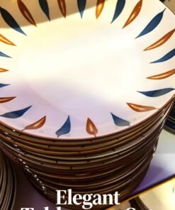 Brown & Blue Leaf Plate-19.5cm