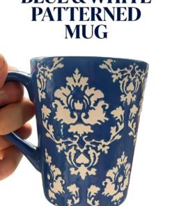 Blue Embossed Floral Ceramic Mug