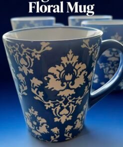 Vintage Floral Damask Ceramic Tall Mug