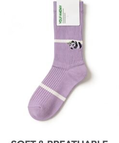 YOUFANGMY Kids 100% Cotton Ribbed Socks with Panda Pattern