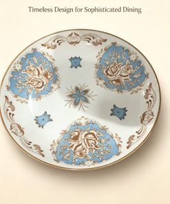 Blue & Gold Rose Decor Plate -26cm
