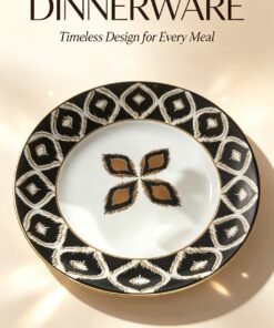 Black & Gold Geometric Plate -26cm
