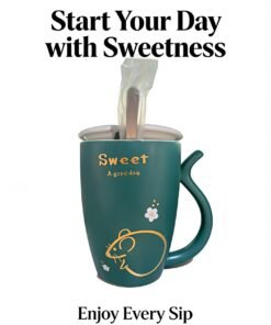 Mouse Ceramic Mug with Lid & Spoon