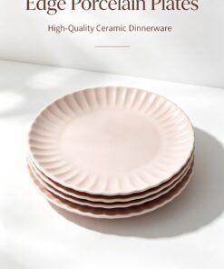 Light Pink Fluted Ceramic Plate-Extent25.5