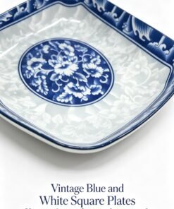 Blue & White Floral Square Plate-30cm
