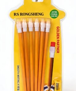 RS Antibacterial HB Pencil Set (Red/Yellow 2 Colors, 6-Pack + Sharpener)