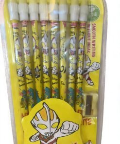 Ultraman Tiga Themed HB Pencil Set (Yellow/Red, 8-Pack + Sharpener)