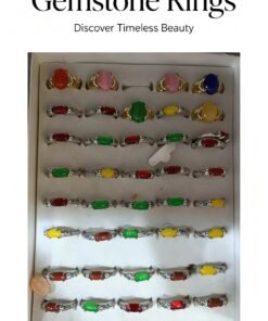Multi-Color Gemstone Silver-Tone Rings