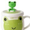 Green Frog "Ice" Ceramic Mug with Lid & Spoon